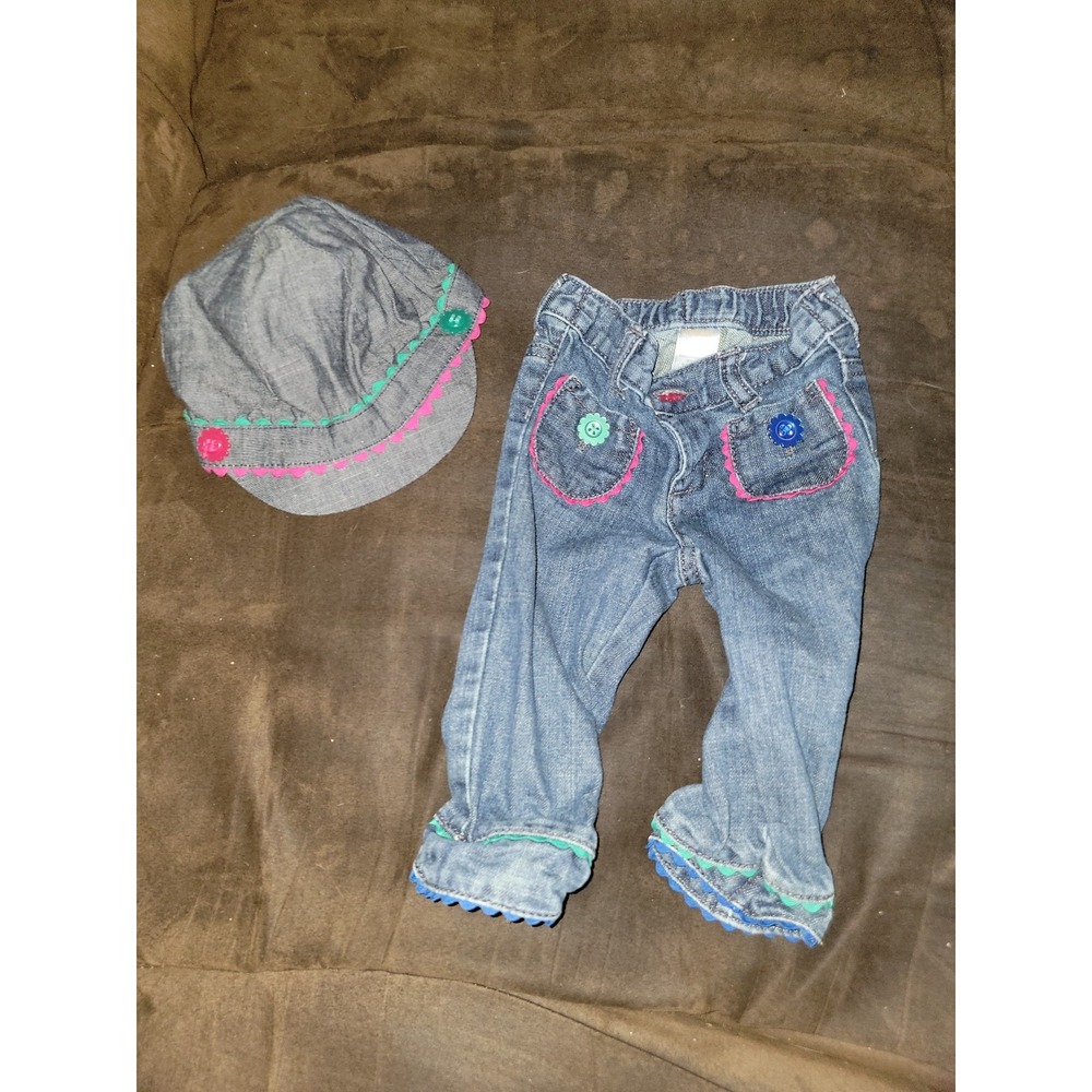 Gymboree sweet music jeans 6 12 months and hat 0 12 months